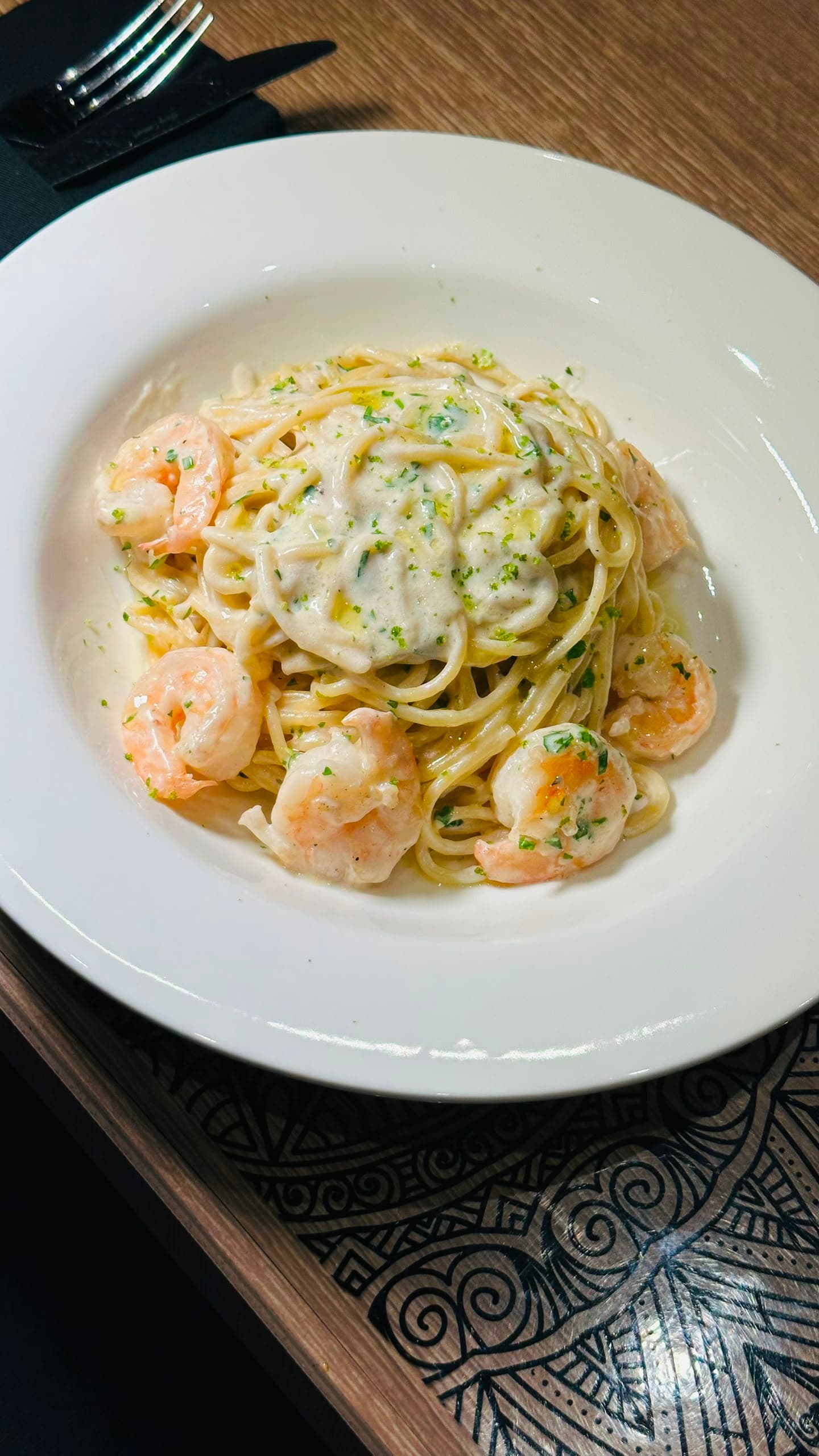 Pasta con camarones